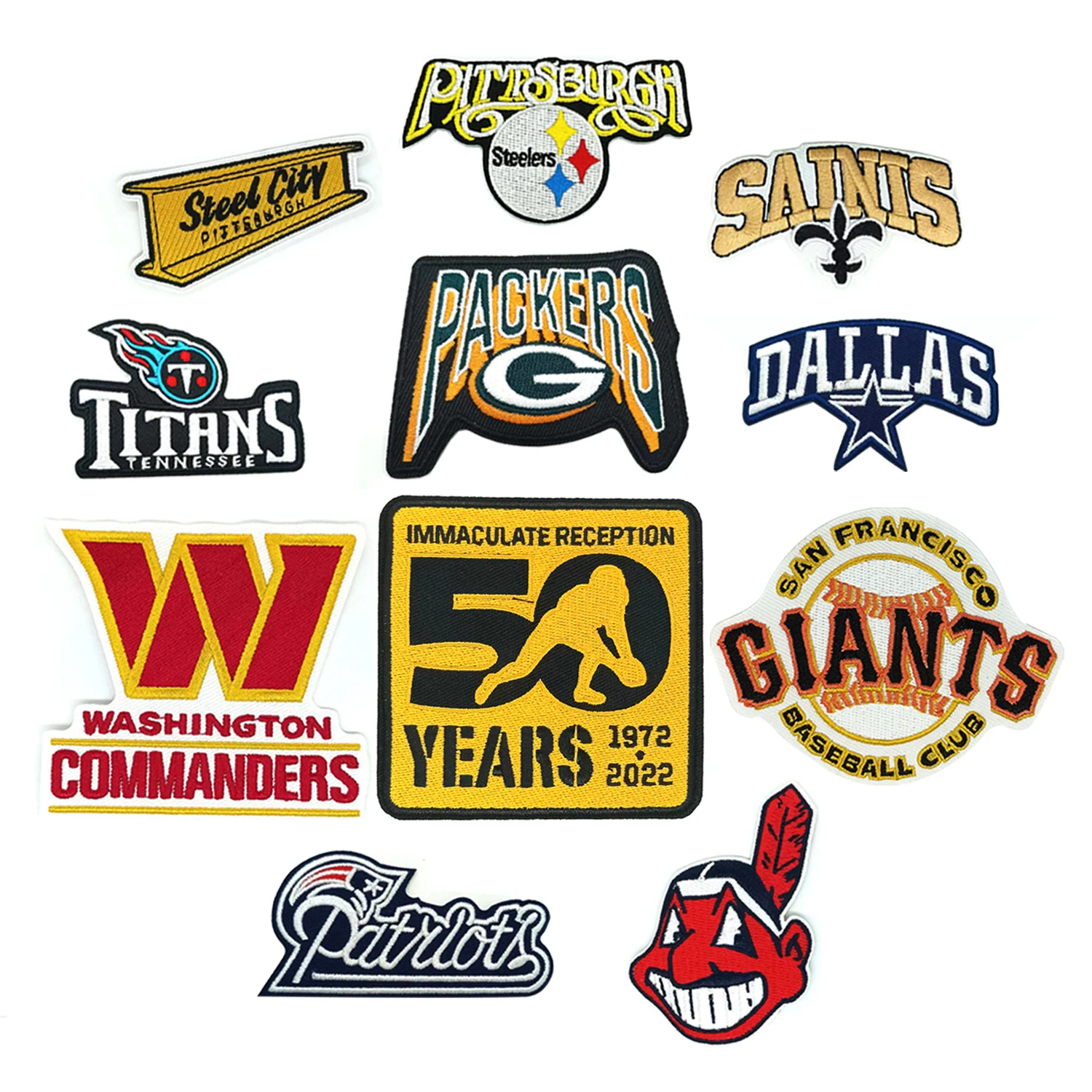 Factory Outlet Newest Customized American Football Team Baseball Team LOGO Iron on Patches