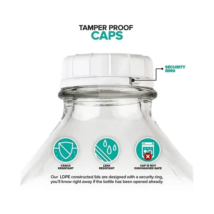 Wholesale 2L Clear Flat Square Glass Milk Bottle Glass Juice Bottle With Plastic Cap