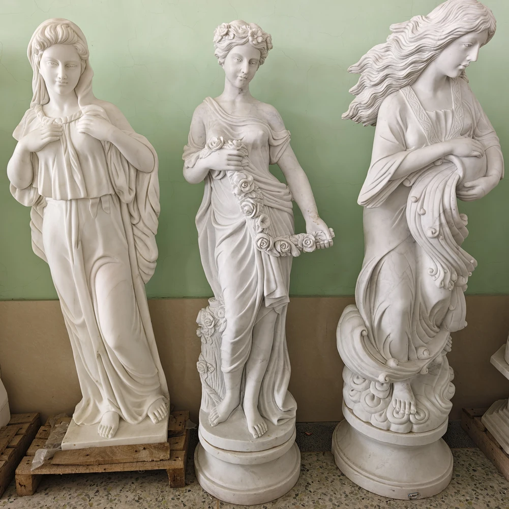 Marble Stone Carving Sculptures Life Size Statue For Outdoor Customize Sculpture