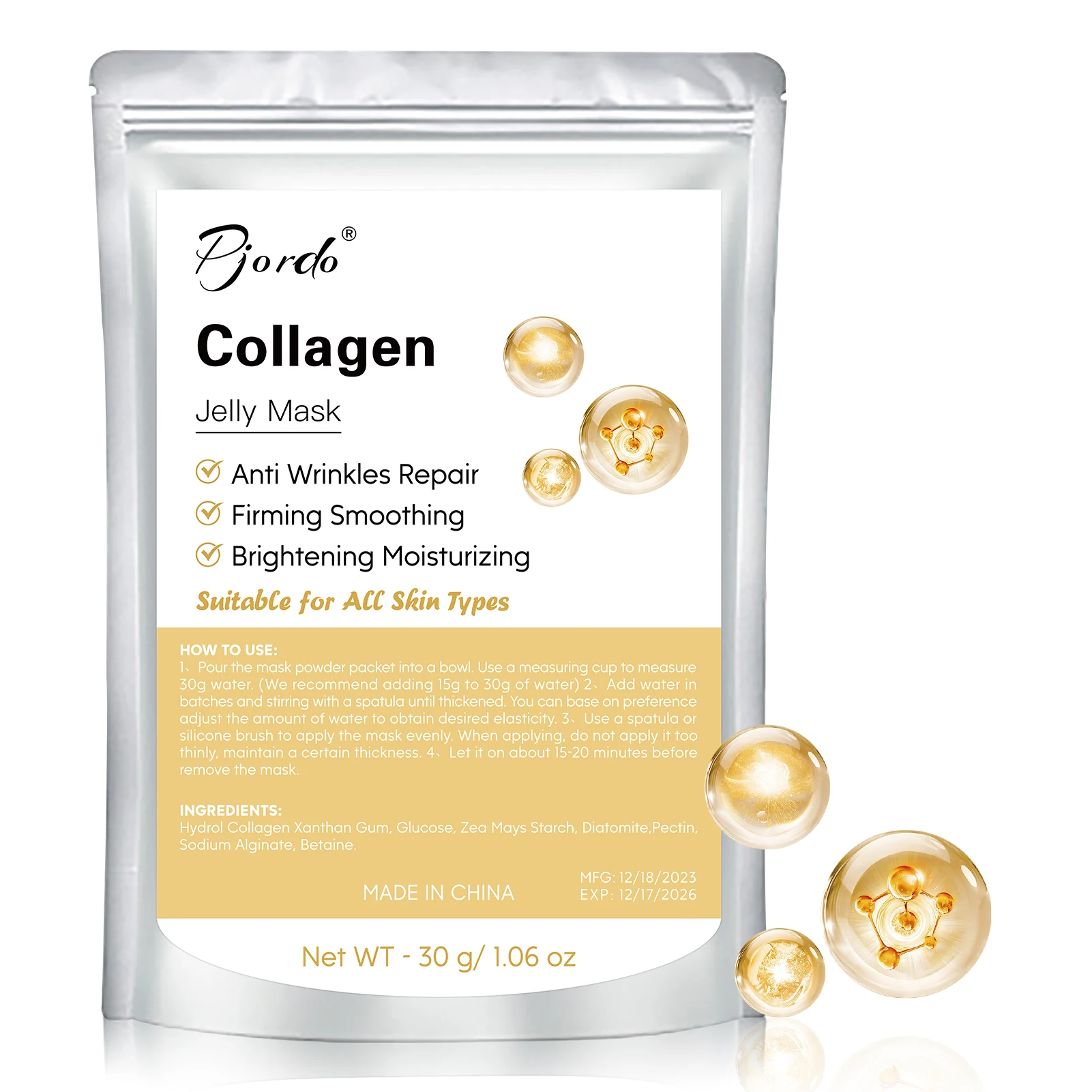 Private Label Organic Face And Body Mask Collagen Jelly Mask Firming Smoothing Brightening Skin Care Mask Face Product OEM/ODM