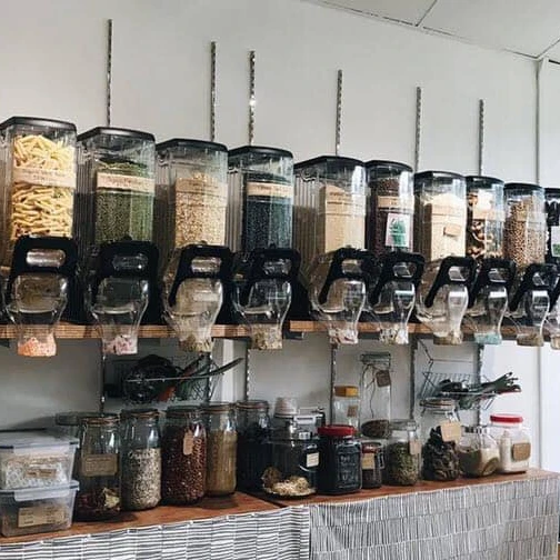 
Zero Waste Shopping Supermarket Gondola Store Eco-friendly Plastic Bulk Dispenser Gravity Dispenser 