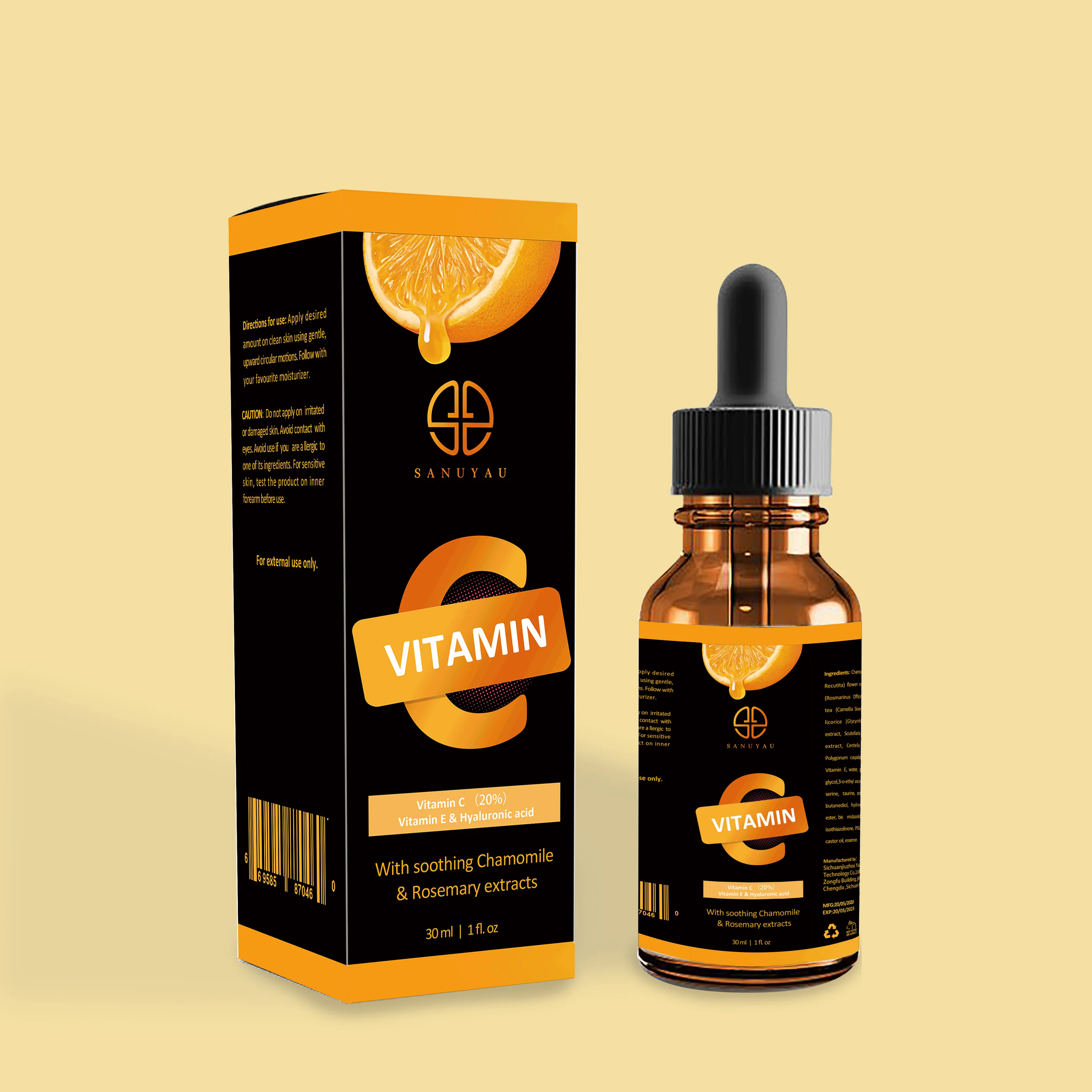 OEM whitening face skin care pure Natural Vitamin C Hyaluronic Acid Serum