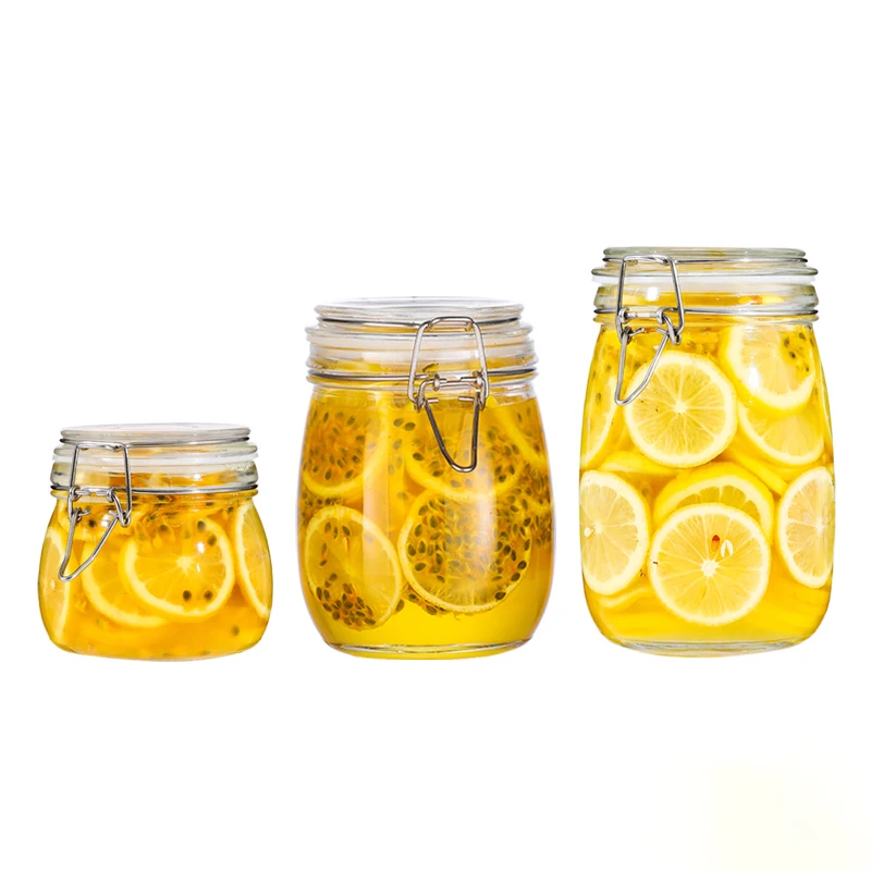 Borosilicate Cookie Candy Honey Food Glass Storage Jar With Steel Locking Lid 500ml Manufacturer Wholesale Transparent Glass Jar