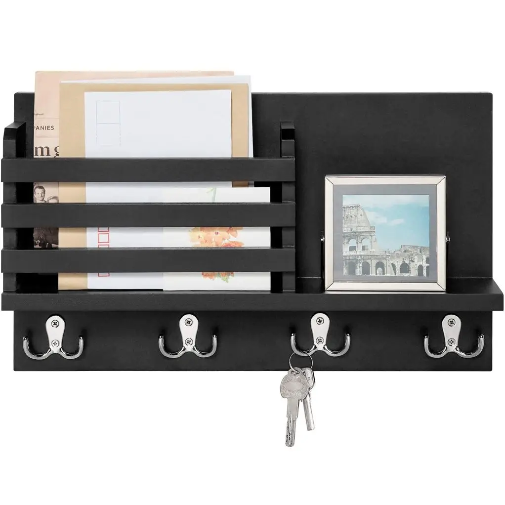 New Arrival Wooden Bamboo Wall Mount Mail Organizer With Shelf Multi-Style Portable Bamboo Key Holder Rack for Home Entryway