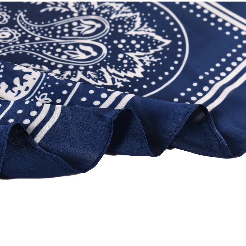 Vintage fancy 70*70 square satin hijab silk head wrap head tie scarf paisley printing bandana scarves for ladies women