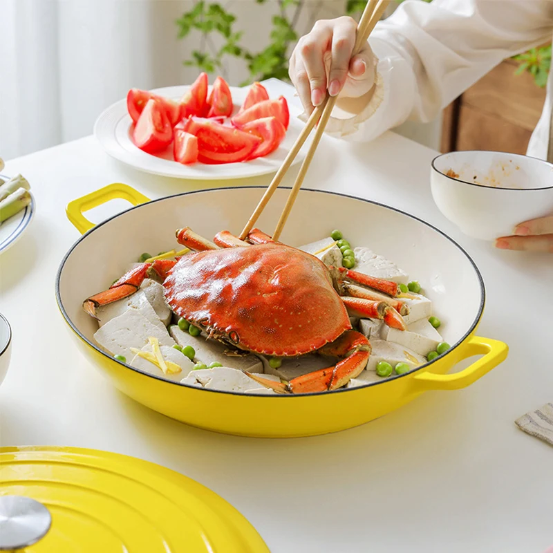 Health and environmental Wholesale Cast Iron Enamel Casserole non-stick Cookware sets Pot for seafood Multifunction Cooking Pots