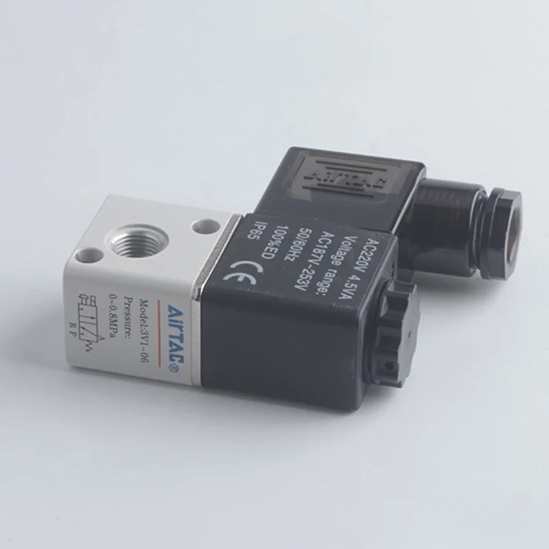 AIRTAC Electrical Solenoid Valve 12V 3V1-06 220VAC PT1/8 3/2 Way Normally Closed CE