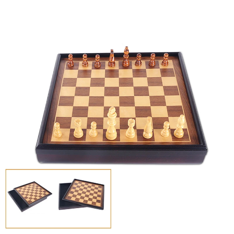 High Quality Magnetic Wooden Chess Set Wooden Chess Board Game Set With Drawers