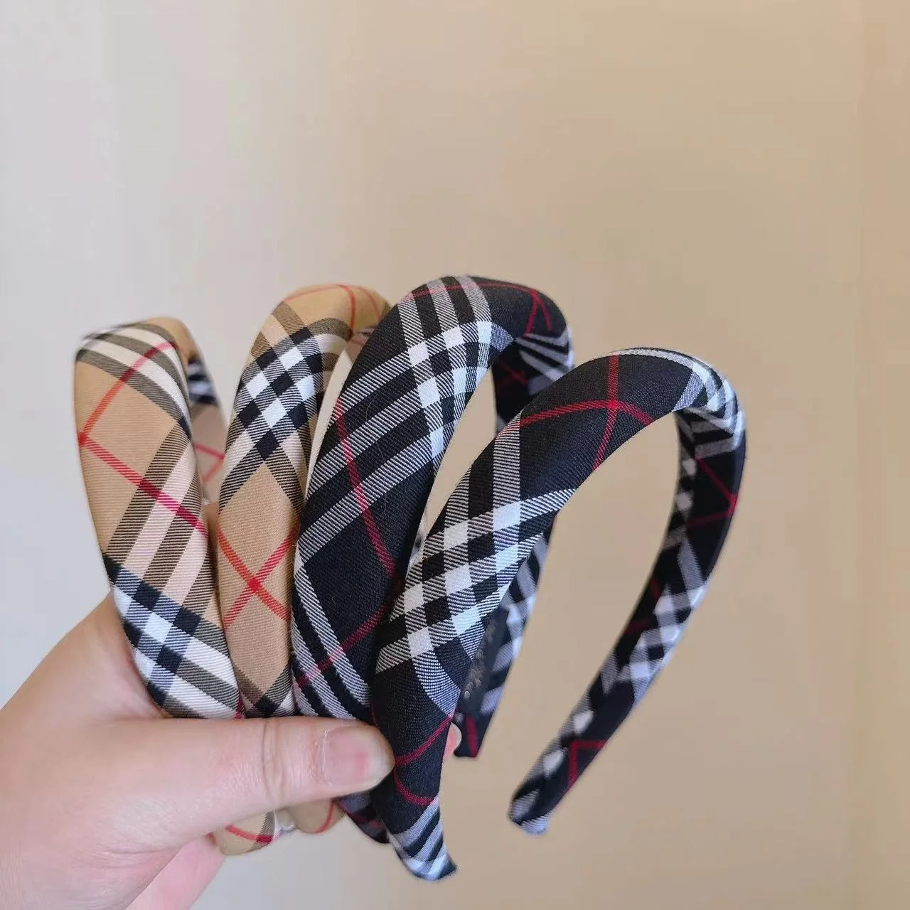 Hot Selling Luxury Designer Headband Classic Plaid Sponge Headbands 2CM 3CM Simple Spa Headwear Women Fashion Hair Accessories