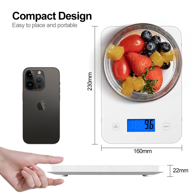 Digital Kitchen Multifunction Food Scale for Cooking with LCD Display Tempered glass  15kg kitchen scale