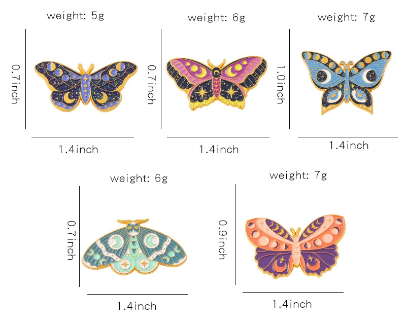 Oem Factory Price Insect Moth Brooch Enamel Custom Lapel Butterfly Pin Badges For Hats