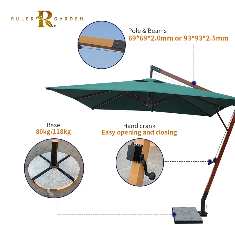 Customized Logo Sun Shade Parasol LED Cantilever Umbrella Garden Outdoor Patio Umbrella