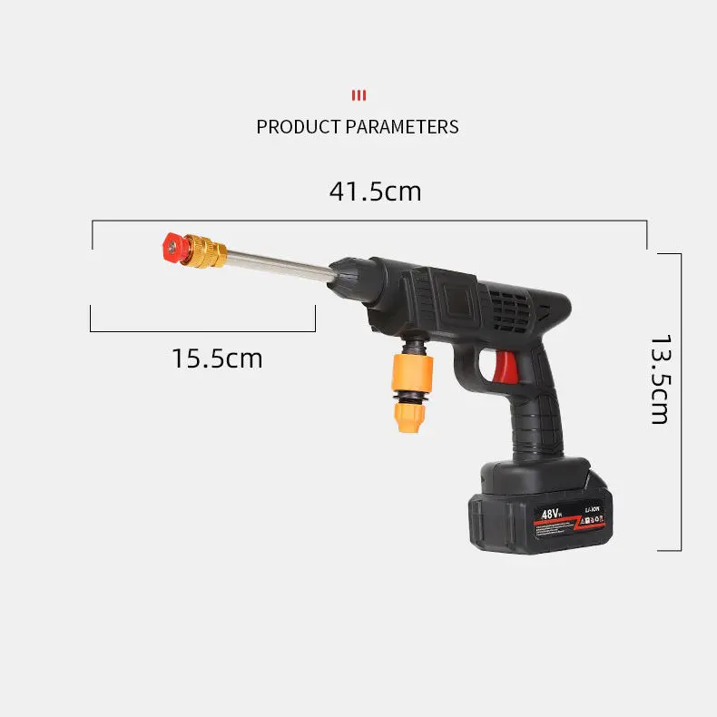 Car Washer High Pressure Portable Wash Gun 12v 24v 48v 96v Cordless Cleaning Machine Lithium Battery Washer Spray Gun