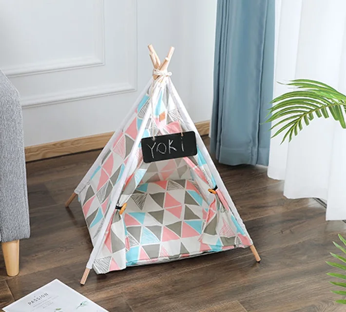Breathable Tepee Frame Travel Hous Cave Bed Indoor Tent Pet Large Tower Wood Cat Dog House