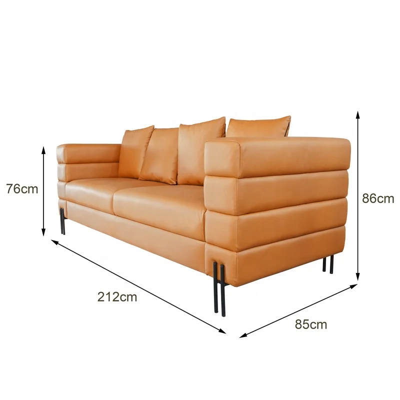 Living Room Furniture Modular Sectional Design Modern Home Hotel Lobby Waiting Room Brown 3 Seater Leather Sofa