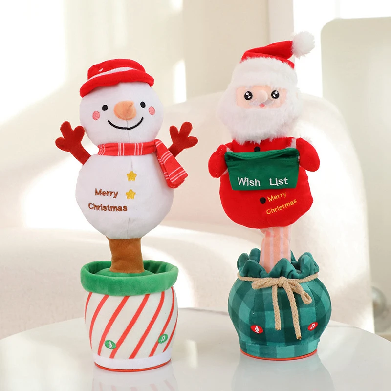 Christmas Electric Plush Dancing Doll Interactive Creative Funny Ornaments Xmas Theme Twisting Christmas Decoration Plush Doll