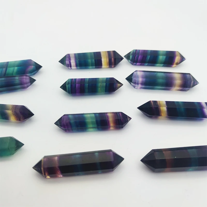 Hot Sale Rainbow Fluorite Crystals Healing Stones Small Quartz Points For Fengshui