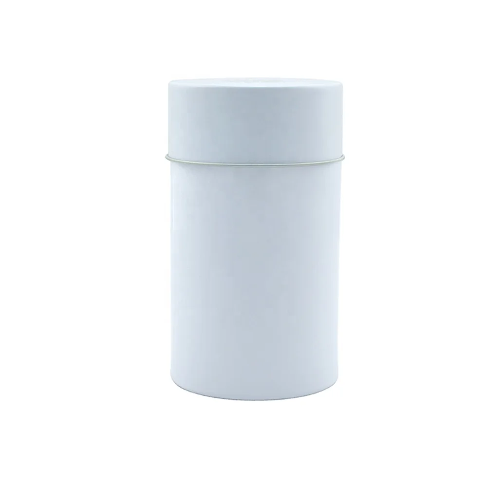 Double lid printed empty silver tea tin with matt handling