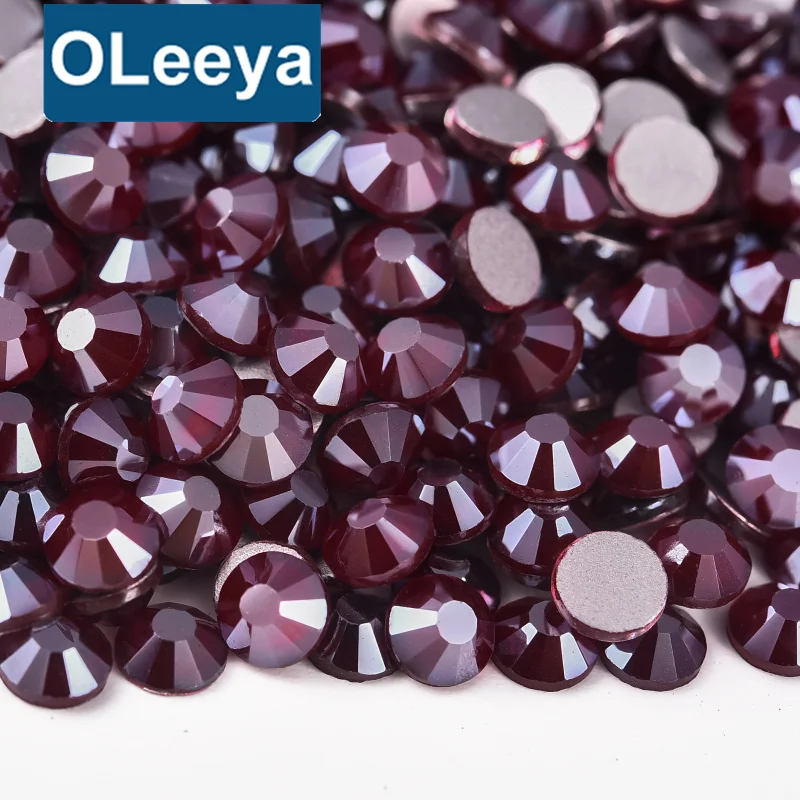 OLeeya Factory Wholesale Mocha Color Glass Strass Nail Art Rhinestone Flat Back  Non Hot Fix Crystal Rhinestones for  Tumblers