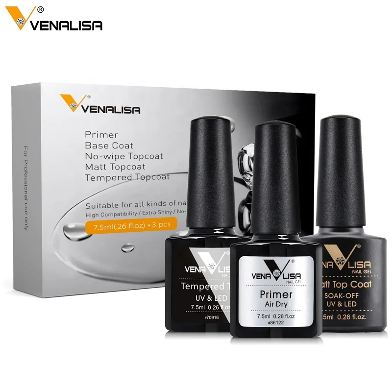 3pcs*7.5ml Color Base Coat Top Kit Gel Polish Nail Design Soak Off UV LED Lacquer For Salon