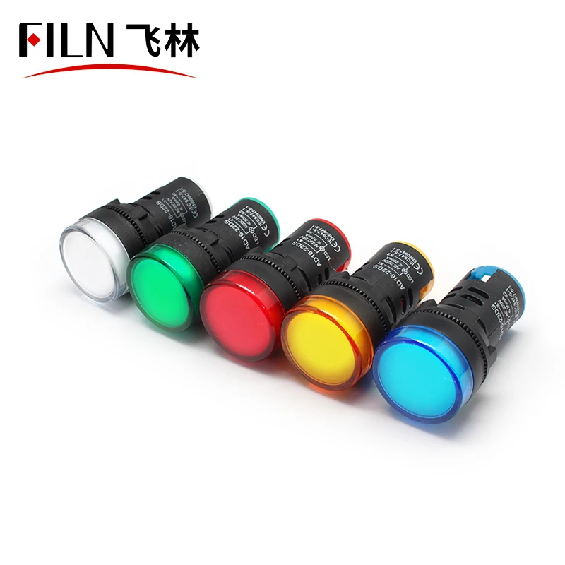 filn 22mm plastic led indicator light black shell signal lamp indicator lamp green yellow pilot lamp