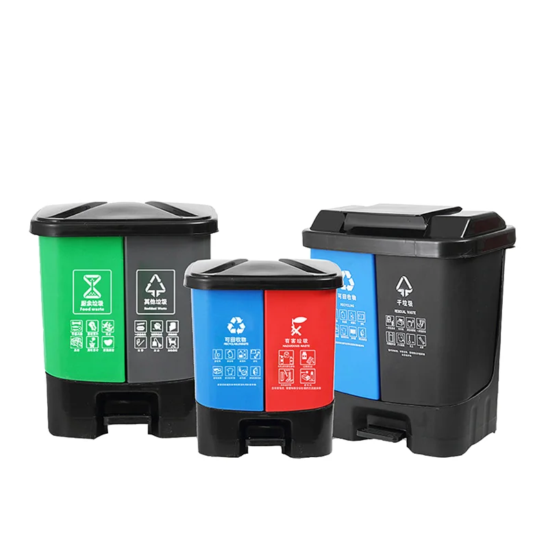 Rubbish container garbage waste bin classification recycle rubbish bin with pedal