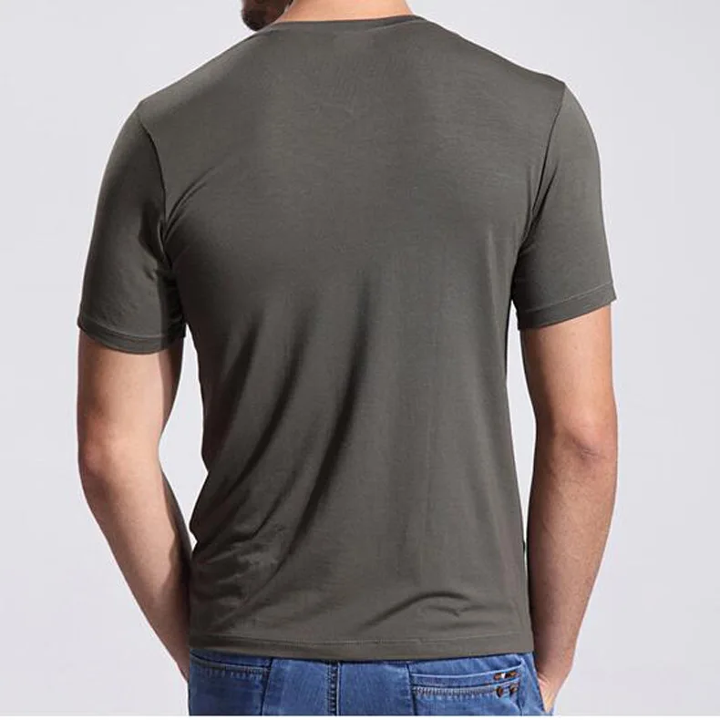 Bamboo Fiber Round Collar Short Sleeve T-shirt Vest Men Modal T-shirt Summer Half Sleeve