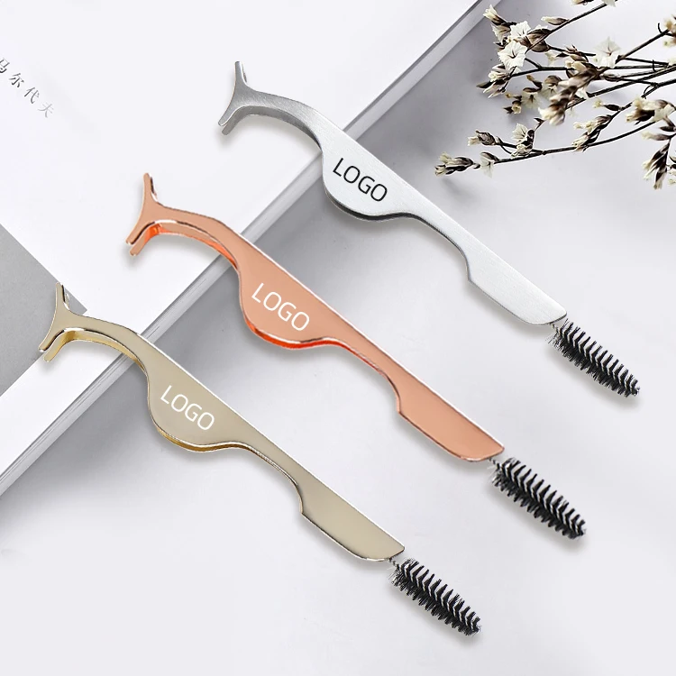 Custom logo private label wholesale manufacturer stainless rose gold black laah lash applicator extensions eyelash tweezer set