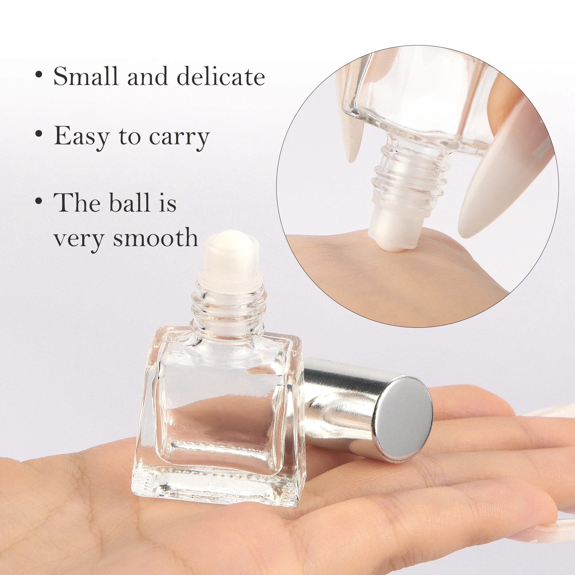 3Ml 4Ml 5Ml 6Ml 10Ml 15Ml 20Ml 30Ml Clear Roll on Glass Bottles With Steel Ball Perfume Roller Bottles for Cosmetic Packaging