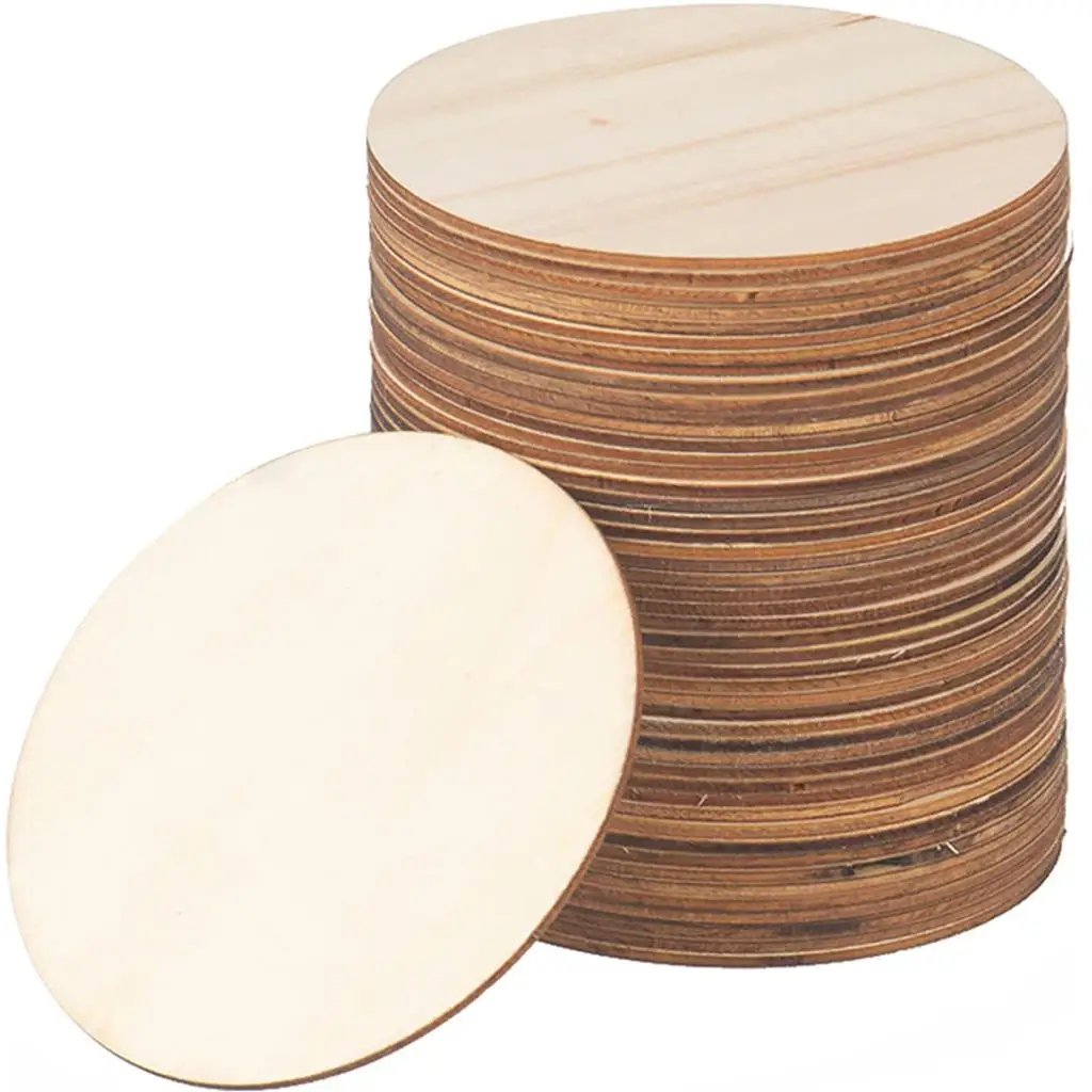 Eco-freindly Natural Round Blank Wood Discs Circle Wood Cutouts For Craft Supplies