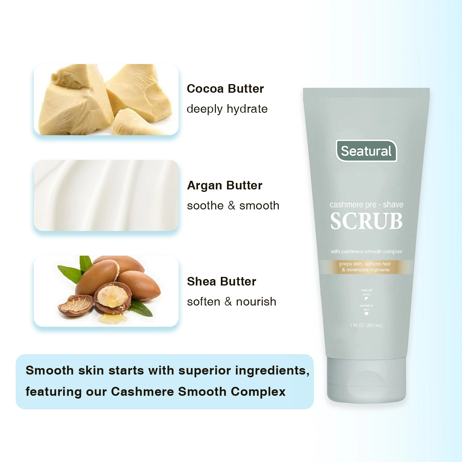 Private Label Organic Vanilla Scented Pre-Shave Scrub Exfoliating Body Scrub Essentials for Soft, Smooth