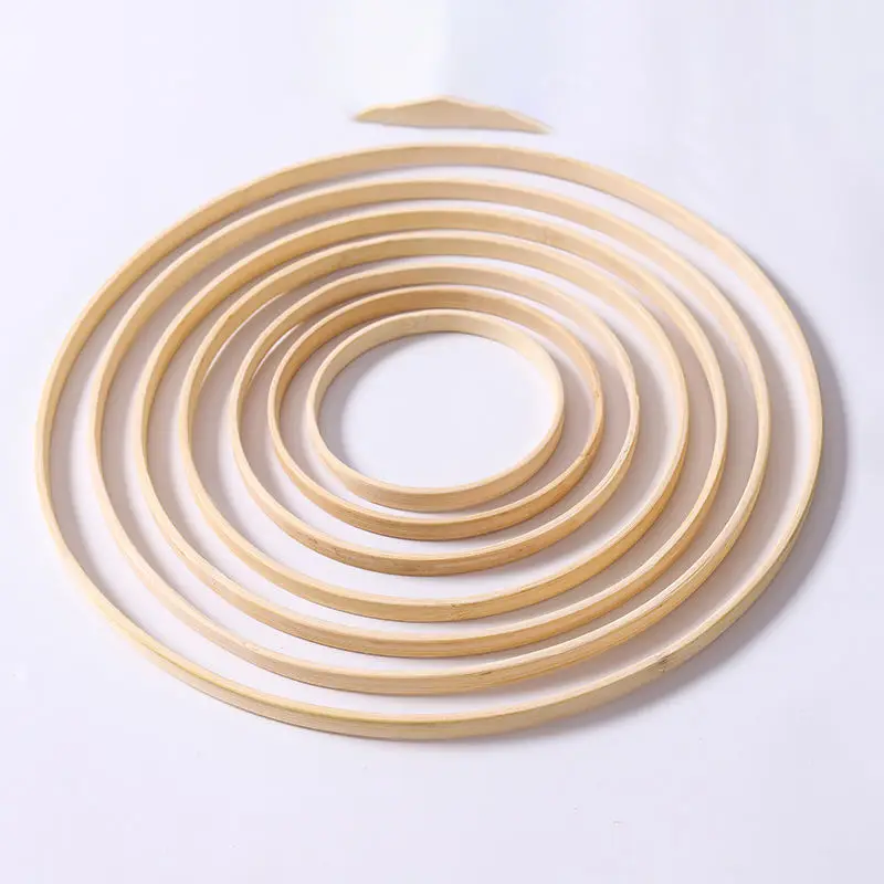 Wholesale  DIY Wreath Dream Catching Net Wedding Home Decoration 8-40cm Wooden Circular Hoop Bamboo Hoop