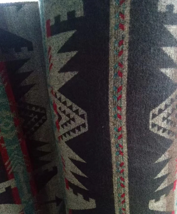Factory supply custom design west style woven aztec wool blend fabric