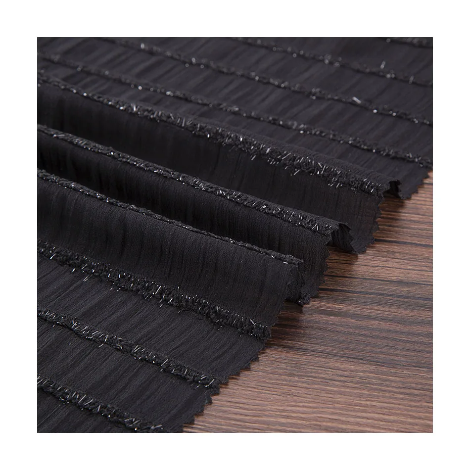 75D chiffon Cut Short Stripes 100%P Comfortable Textile For Curtains Clothes Fabric