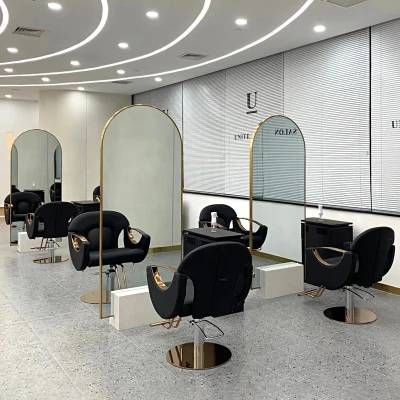 Modern New Barber Shop Mirror with LED Lamp Floor Full Body Hairdressing Mirror Hair Salon Barber Shop Special Mirror