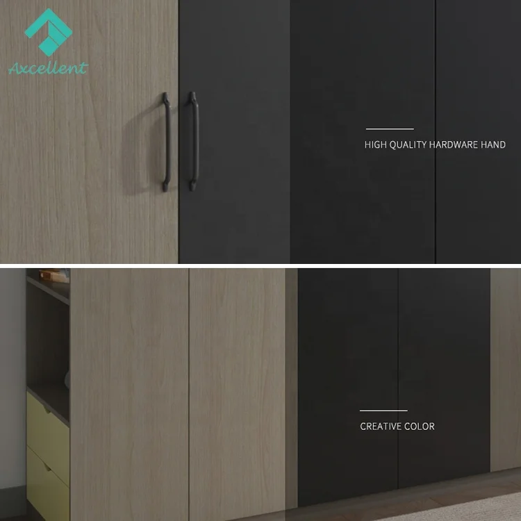 New design low price MDF double color wardrobe design furniture bedroom