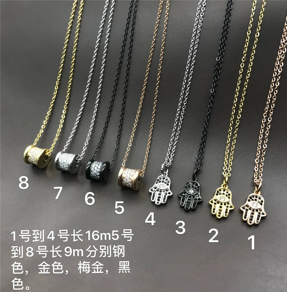 2022 creativity stainless steel luck eye pave zirconia gold palm charm pendant necklace for men and women