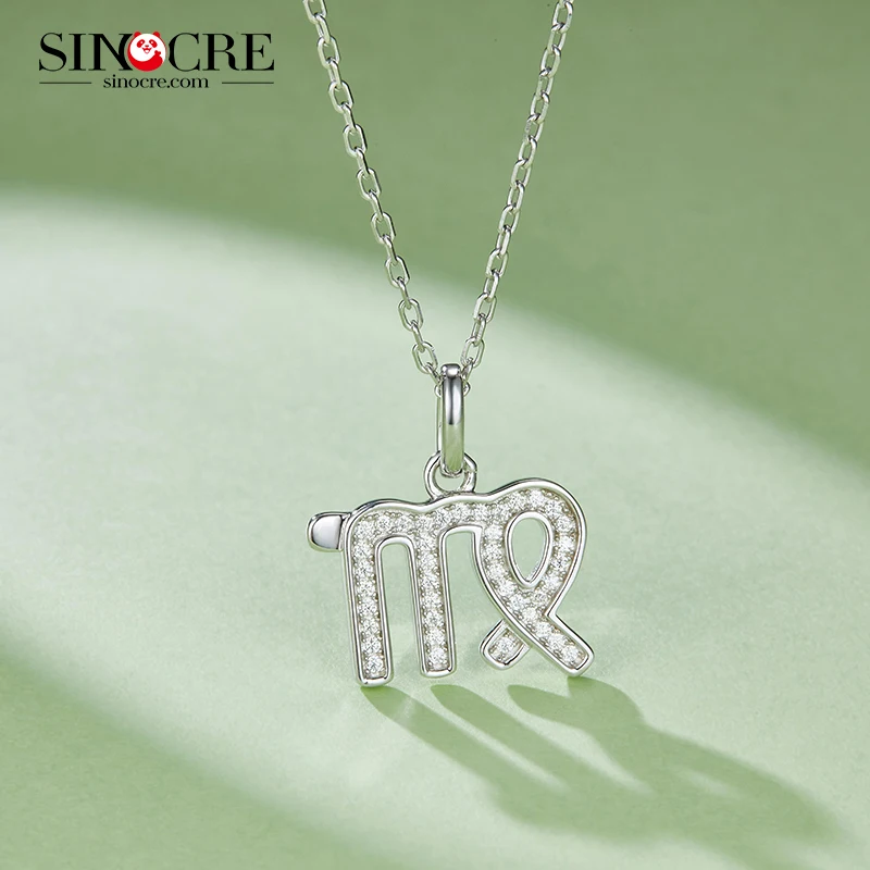 SINOCRE Reputable Dealers S925 Silver Cute Men Moissanite Pendant Sterling Choker Necklace Dainty Zodiac