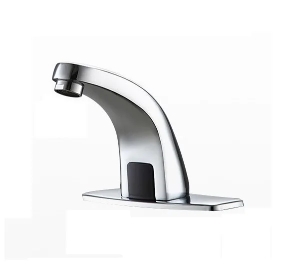 Modern hotel public toilet automatic copper cold and hot infrared wash basin faucet chrome plated