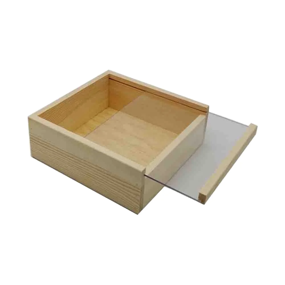 Подарочная коробка из натуральной сосны с раздвижной акриловой крышкой деревянная для хранения по индивидуальному заказу