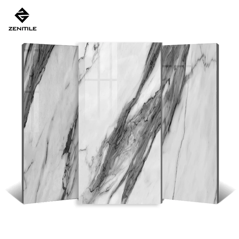 Factory price grey white marble look glazed polished porcelain floor tiles