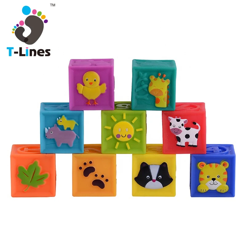 New Toys 2021 Silicon Building Block Soft Silicone Teethers Blocke Squeeze Bricks Toy Baby Building Blocks For Kids
