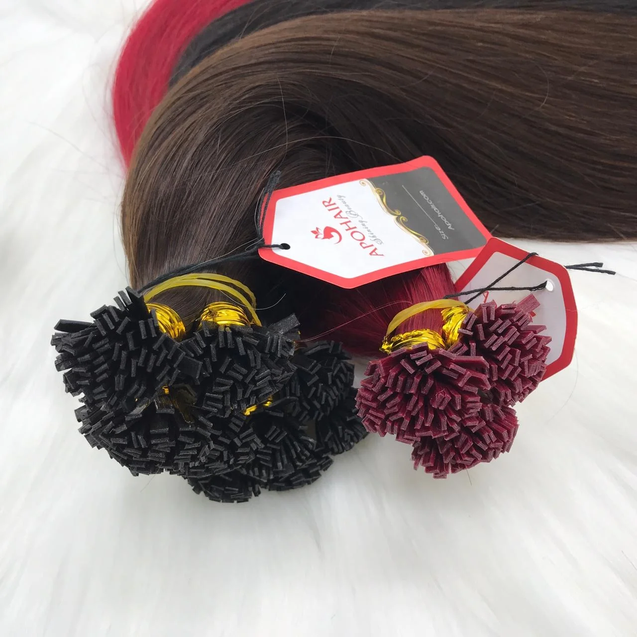 
100% Virgin Cuticle Aligned Human Hair Extension,red hair keratin ,human hair bundles fumi wavy hair 