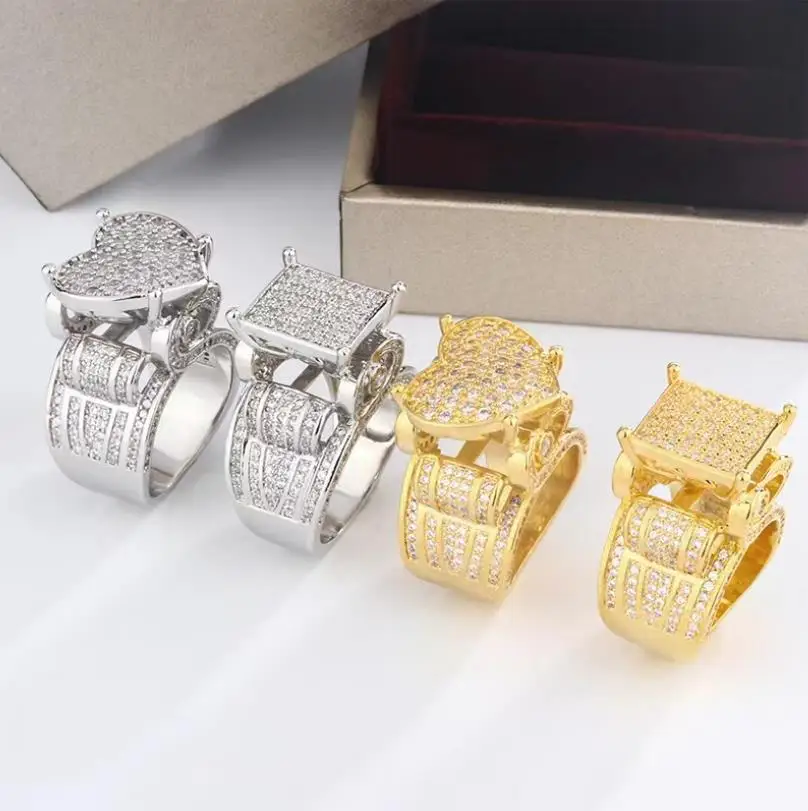 USA trendy heart Shinning ring 14k Luxury men women Gemstone Ring for Girls Fashion Jewelry party Wedding Rings for men