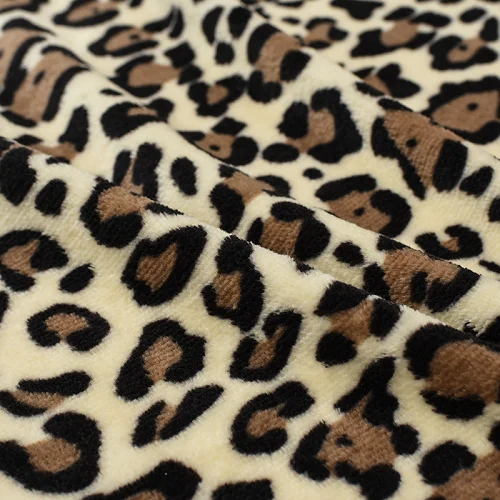 Hot Sale stock double-sided printed leopard leopard dot printed coral flannel fleece fabric for bathrobe pajamas