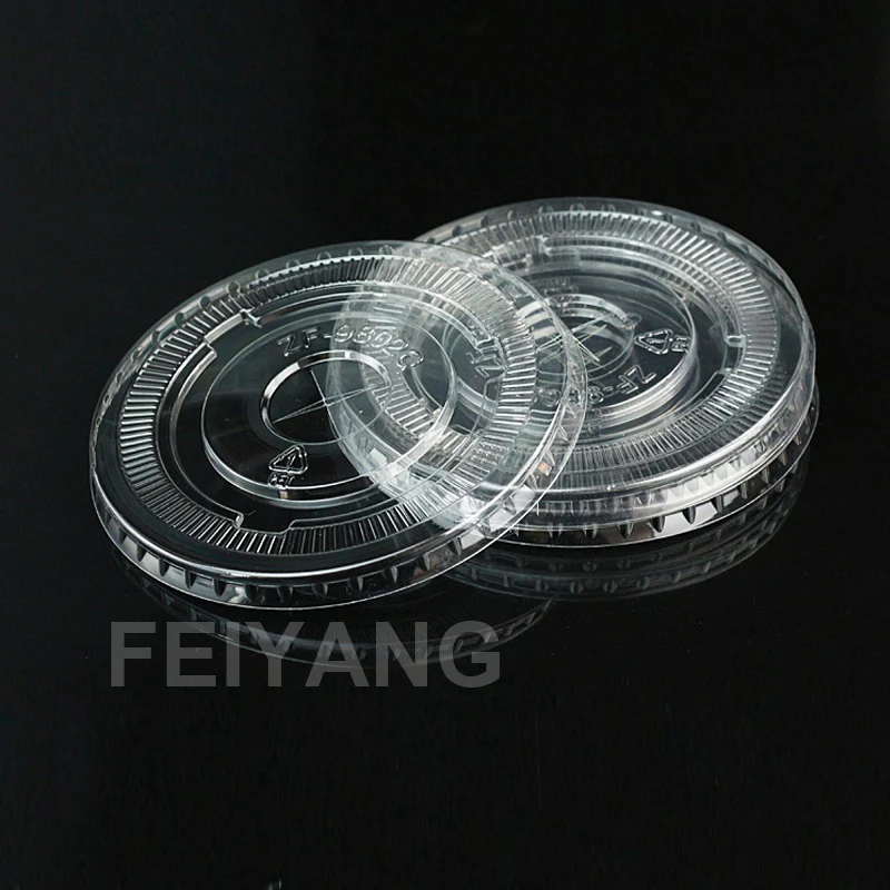 90mm 95mm diameter transparent flat lid PET flat cover juice cold drink plastic cup sealing lids