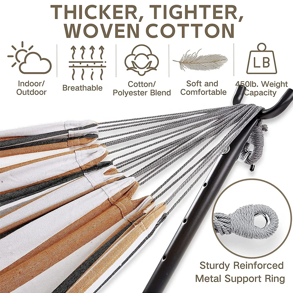 Hammock With Space Saving Steel Stand Includes Premium Portable Carry Bag And Pillow For 2 Person