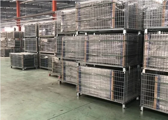 Heavy Duty Steel Collapsible Wire Mesh Pallet Container for Warehouse Storage