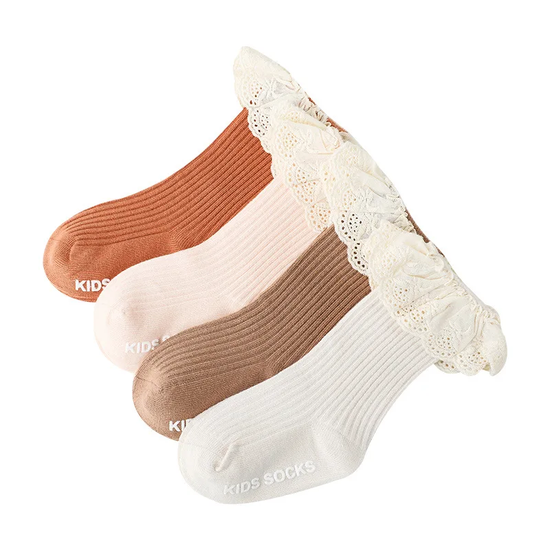 Lace Ruffle Socks Baby Newborn Girls Infant Toddler Children Ribbed Non-Slip Leg Warmer Autumn Winter Warm Socks 0-3Y