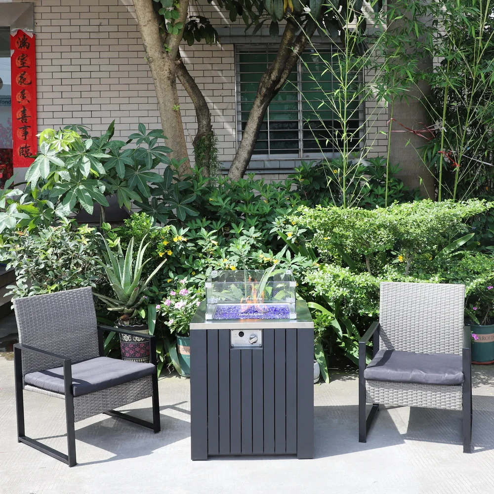 Outdoor aluminum square fire pit table